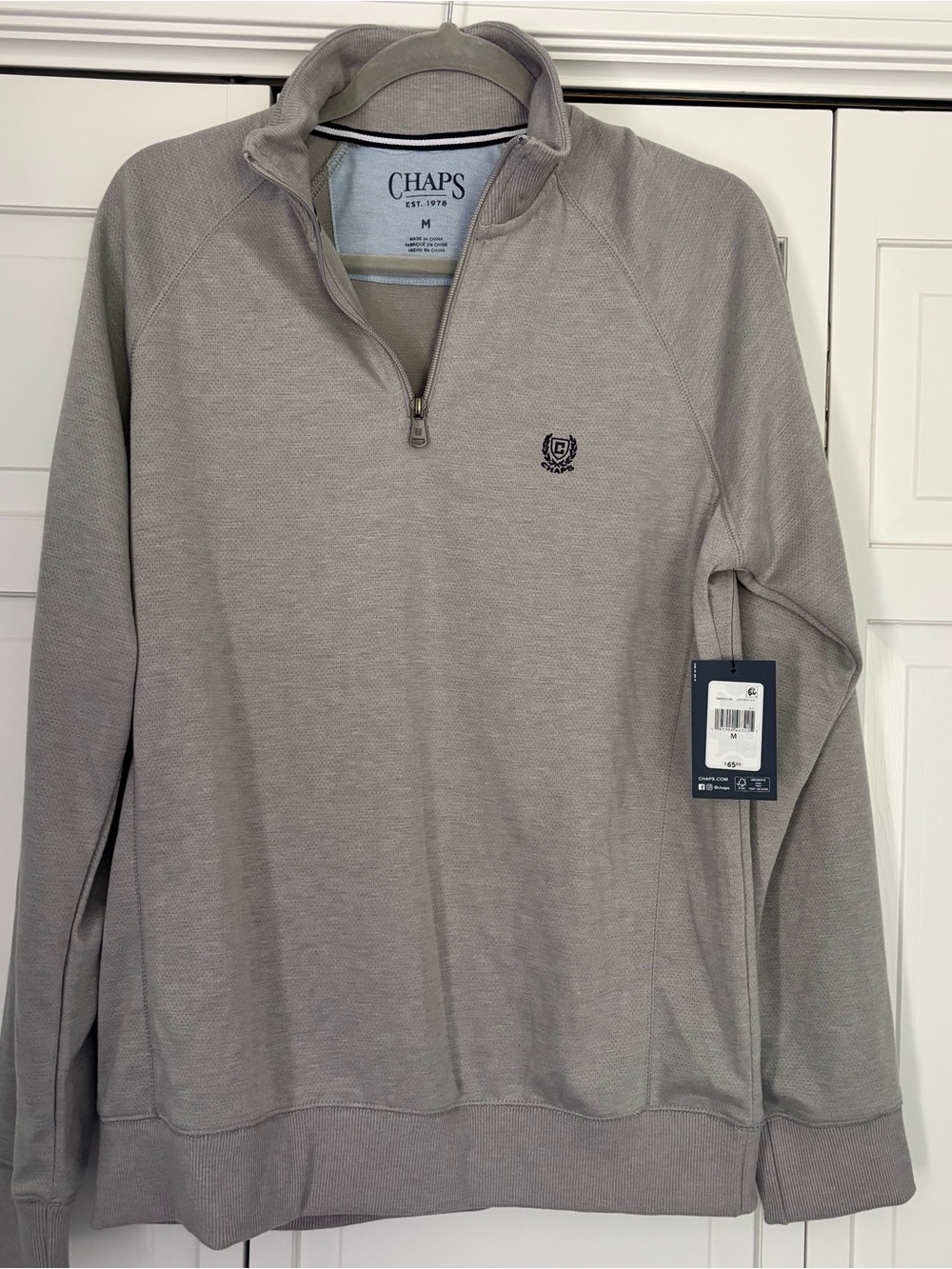 Chaps Men's Light Gray Half-Zip Sweater Pullover